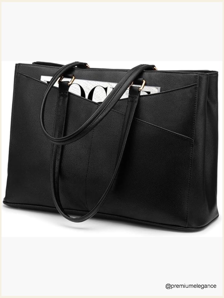 15.6" Laptop Tote Bag Waterproof Pu Leather Business Work Briefcase Satchel